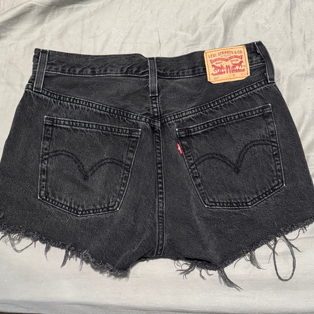 Levi's 501 Black Frayed Hem Jean Shorts